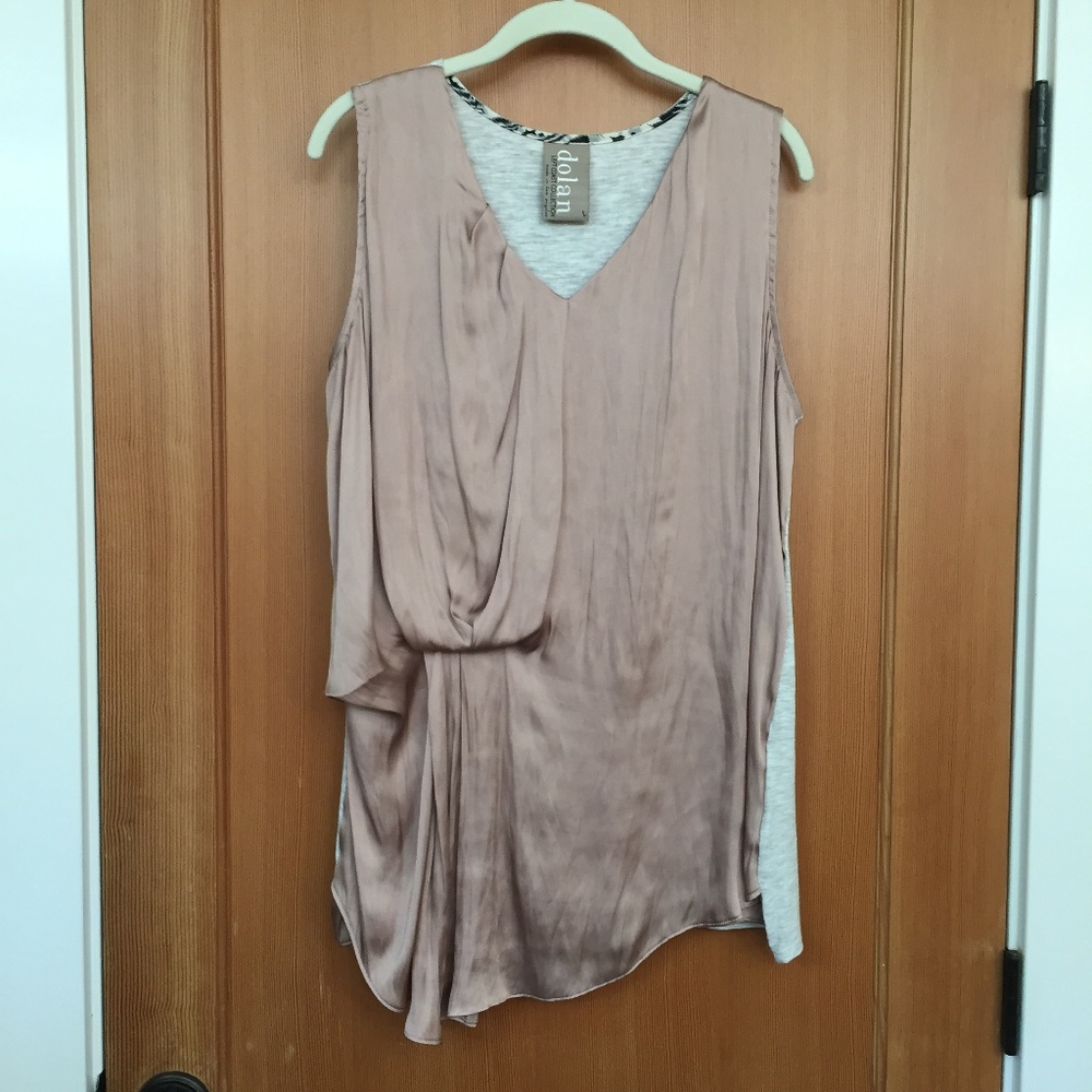 Anthropologie Dolan muted pink/taupe top, sz L